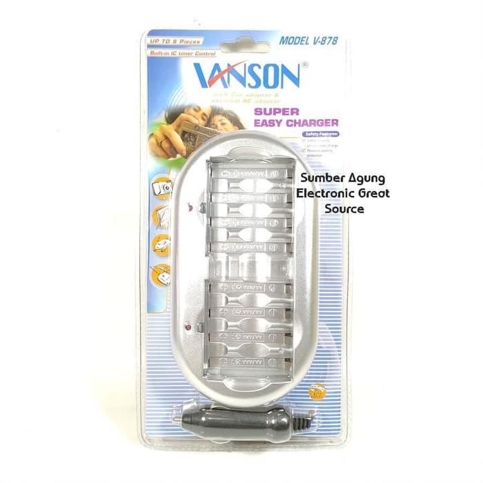 AW* Charger Baterai Universal Vanson V878 8pcs Baterai Dengan IC Timer