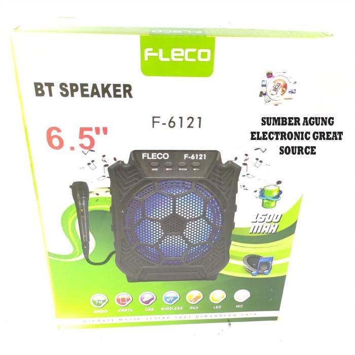 AW* F6121 Fleco Speaker Bluetooth 6.5inch 1500mAh FM Radio Suara Musik