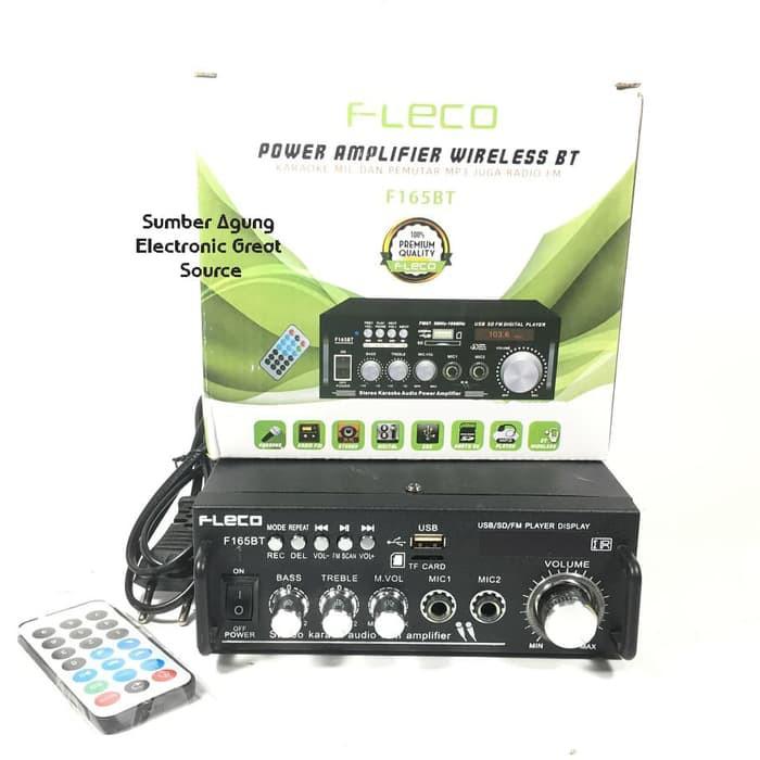 AW* Ampli Wireless Fleco F165BT Power Amplifier 2 Colokan Mic Remot
