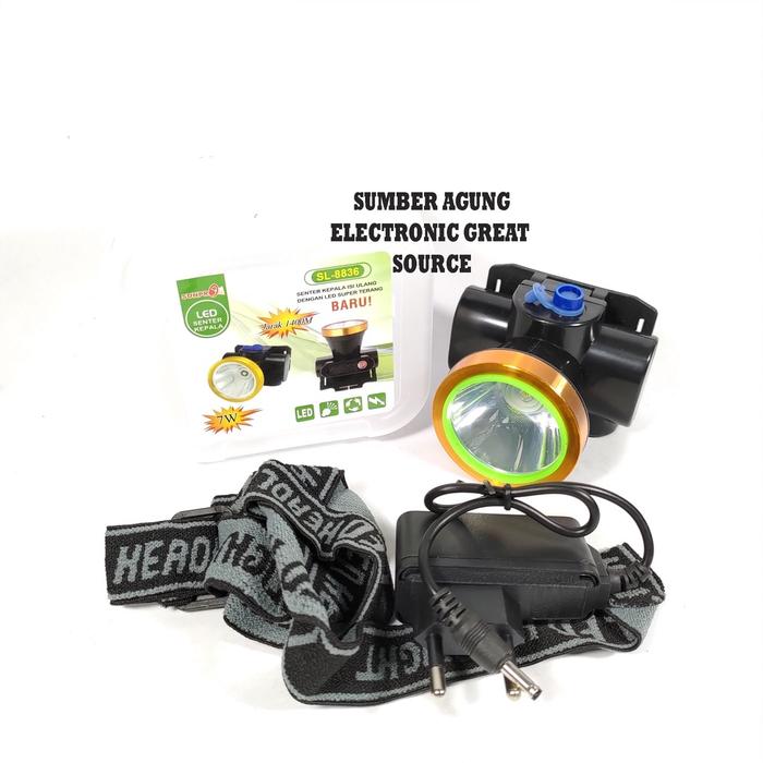 AW* Senter Kepala Sunpro SL8836 7W Dengan Korek Bara Api Otomatis