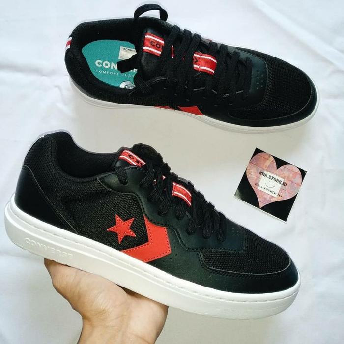 AW % Converse Rival Ox Black University Red White 167530C Original