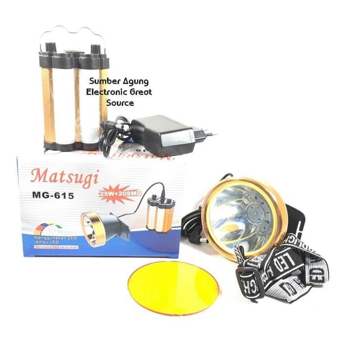 AW* Senter Kepala Matsugi MG615 25W 20SMD Menggunakan Aki Emergency
