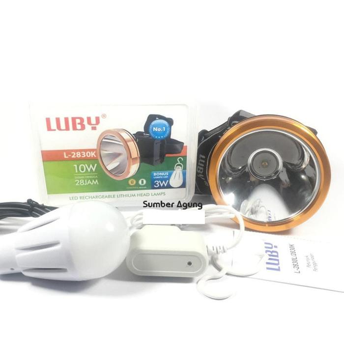 AW* Senter Kepala Luby L2830K Terang 10W 10 Watt Cahaya Kuning Bonus