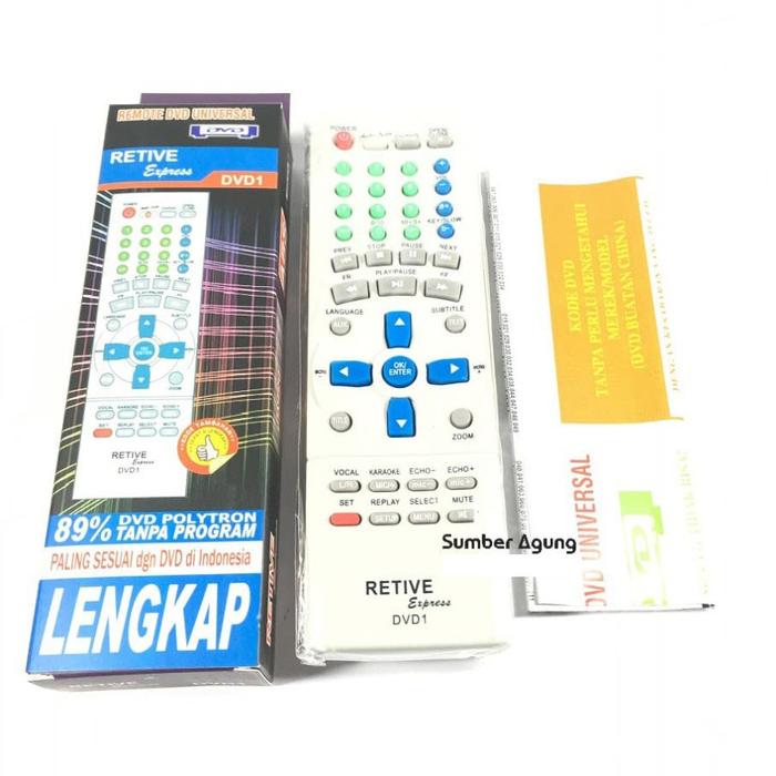AW* Remot DVD Universal Remote Retive Express DVD1 Polytron Tanpa