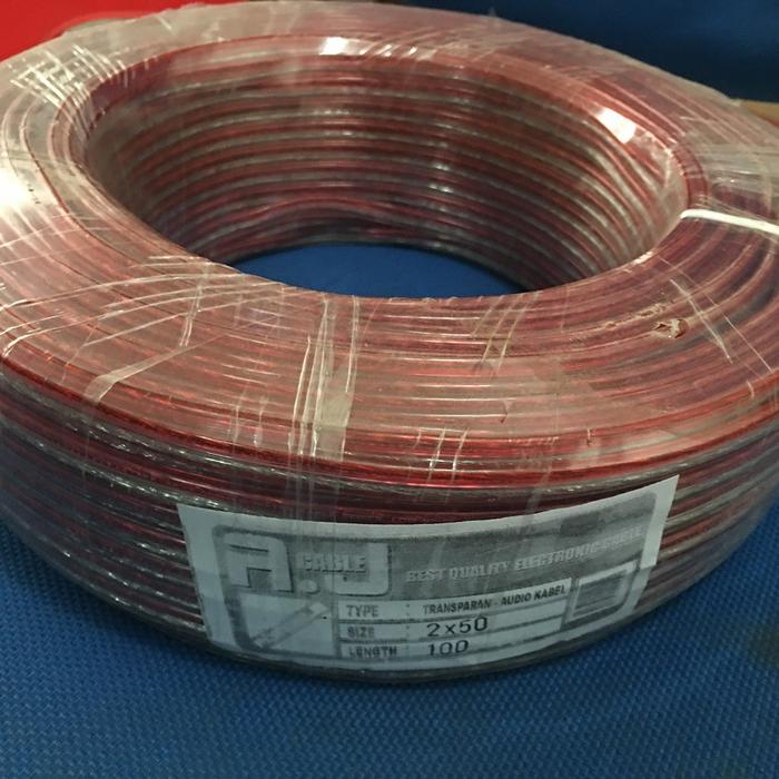 AW* Kabel Transparan Lentur Listrik Panjang Olor 2x50 100 meter yard