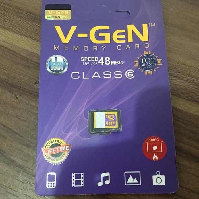 AW* Memory HP Kamera Memori VGEN 4GB Class 6 V-Gen Memory Card 4gb