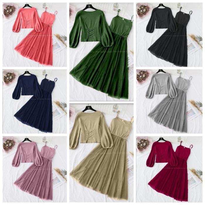 2in1 St Jocelyn Tile Vr Outer Set Rok Tutu Stelan Santai Dress Tutu Wa