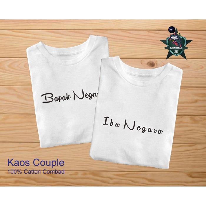bisa Kaos Couple Pasangan Dewasa Putih Bapak Ibu Negara Lengan Panjang