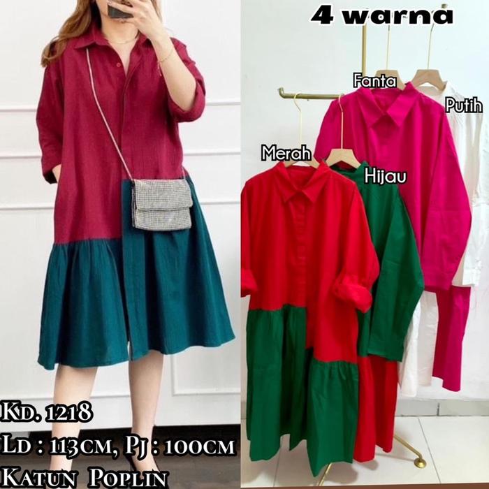 AILE DRESS - DRESS WANITA PREMIUM MERAH HIJAU BOTOL PUTIH FANTA 1218