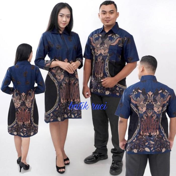 Couple Batik Pria Wanita - Sexdress Modern Resleting Depan Busui Lenga