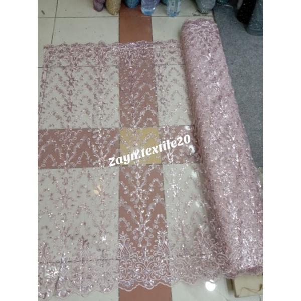 Kain Tille Tulle Payet Sequin Bordir Tile Harga Setengah Meter
