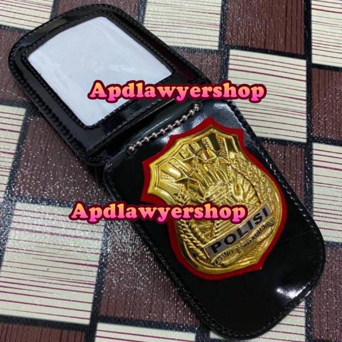 Dompet Kalung Lencana Polisi Dompet Kartu KTA Polisi Kulit Sepaket