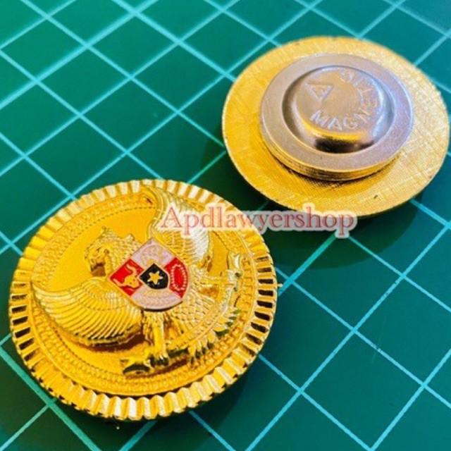 Pin Garuda Pancasila GARUDA Tumpuk Bulat Gerigi 3cm Magnet Kuningan