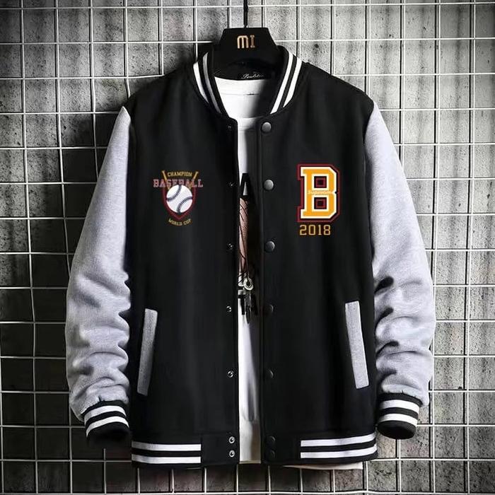 Vallina Outfit - Bisbol B Jacket Baseball Varsity Fleece Tebal Premium