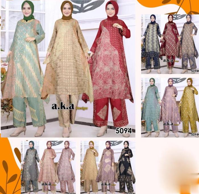 SETELAN CELANA BAJU BATIK WANITA PREMIUM SEMI SUTRA KONDANGAN PESTA
