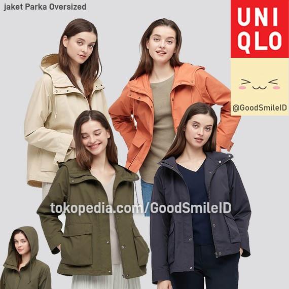 parkajaket- uniqlo women jaket parka oversized hoodie jacket wanita