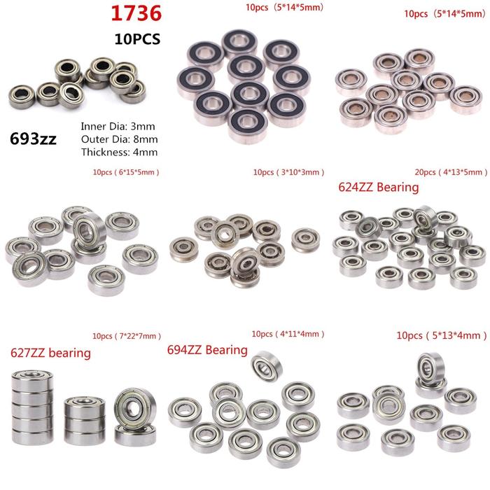 10pc 693ZZ 605RS 698ZZ 624ZZ 694ZZ 695ZZ 696ZZ Miniature Kamjay