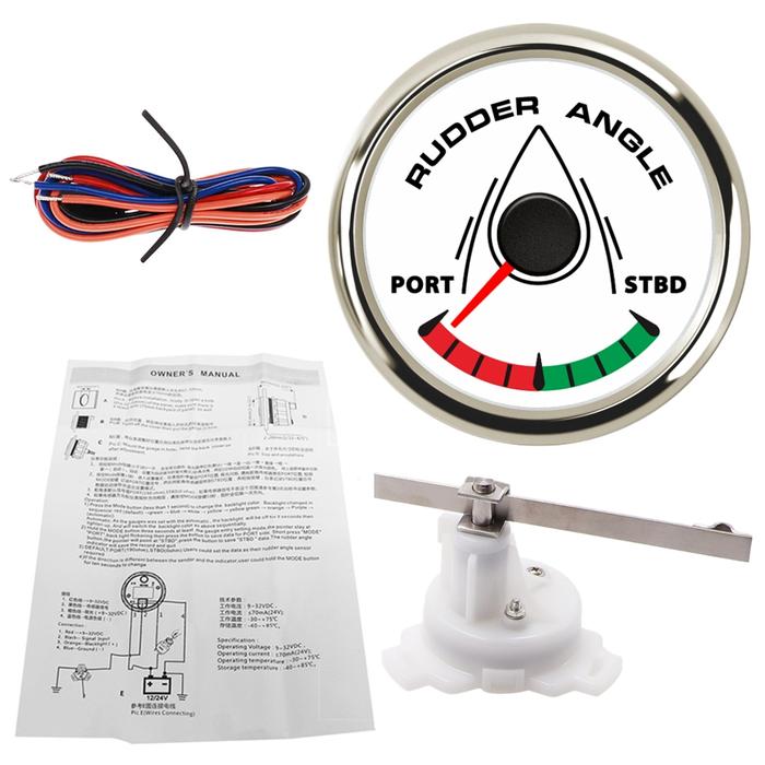 Terbaru 9-32V 52mm Boat Marine Angle Indicator 0-190 ohm With Rudder