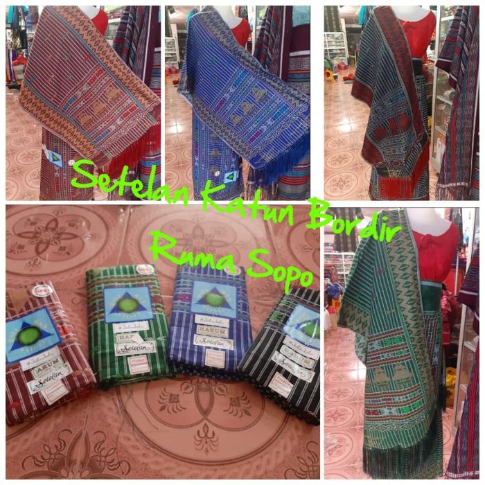 KAIN SARUNG DAN SELENDANG KATUN PRINTING SONGKET RUMAH SOPO BATAK