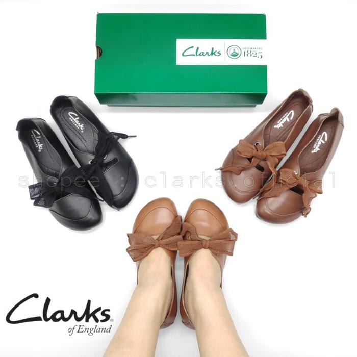 CLARKS Naoko Sepatu Flat Loafer Kulit Wanita Size 36-41