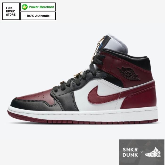 NIKE AIR JORDAN 1 MID SE FEARLESS GOLD PENDANTS MAROON
