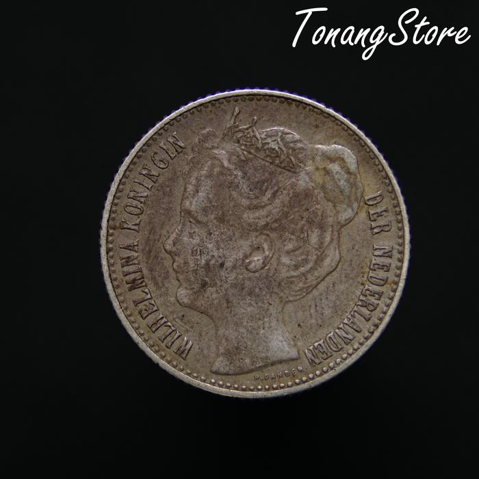 Uang Koin Perak Belanda 1/2 Gulden Wilhelmina Crown/Mahkota 1907 -206