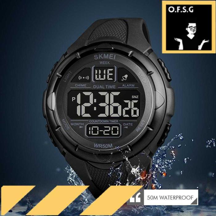 SKMEI Jam Tangan Digital Pria jam tangan kesehatan sportwatch hitam
