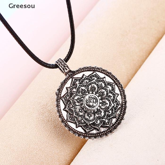GS Retro Tibet Yoga Mandala Amulet Lotus Meditation Pendant Necklace J