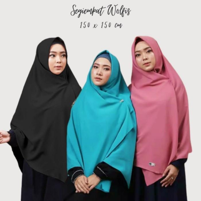 Jilbab Segiempat Wolfis 150 x 150 Segi Empat Hijab Kerudung Khimar Hitam Maroon Navy Tebal Muslim Ar
