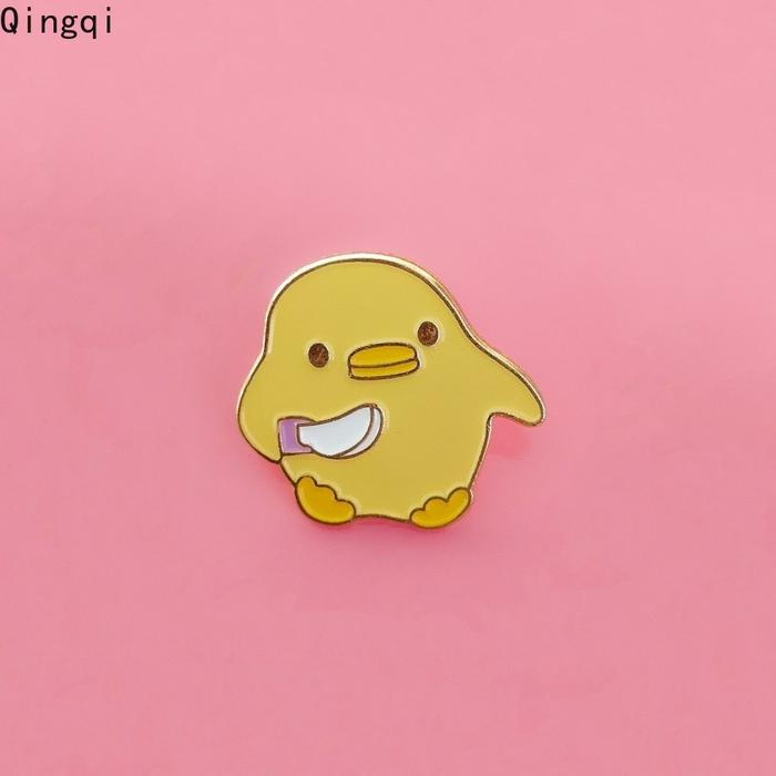 Bros Pin Enamel Bentuk Ayam Kuning Kecil Pisau Don 't Kill My Vibe