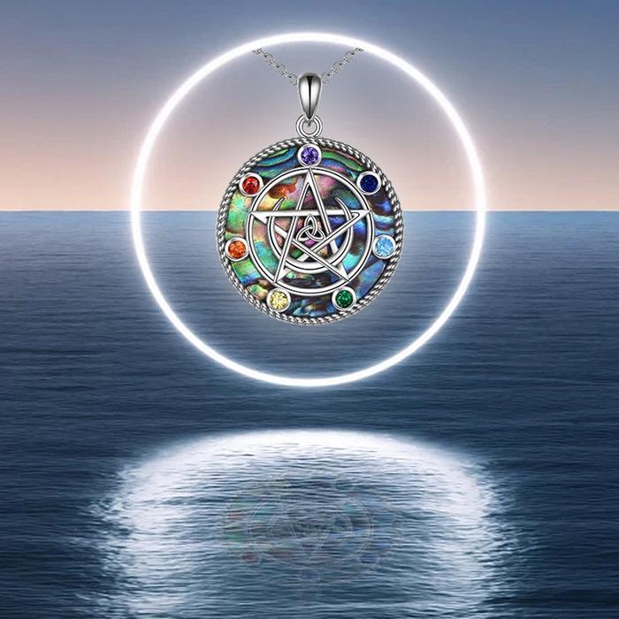 Kalung Liontin Pentagram Bulan Celtics Pagan Wiccan Magic Amulet Bahan