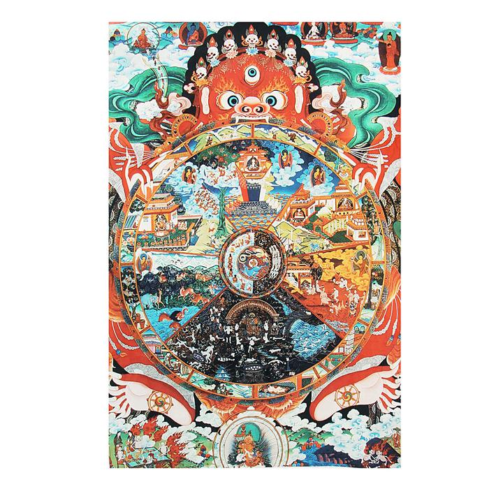 Sutra Kain Lukisan Tibet Bordir Kain Sutra Samsara Amitabha