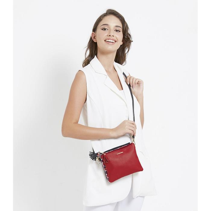 DOMPET SOPHIE MARTIN ZELDANA W1852M4 SELEMPANG 3 SLETING MERAH KULIT