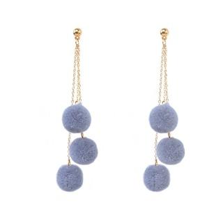 1 PASANG ANTING TUSUK GANTUNG PANJANG WANITA 3BOLA POMPOM PLUSH A188