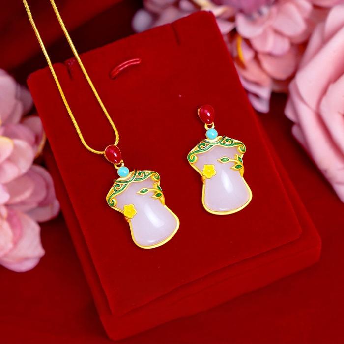Ms Kalung Liontin Emas 375 Kalung Giok Putih Kalung Wanita A