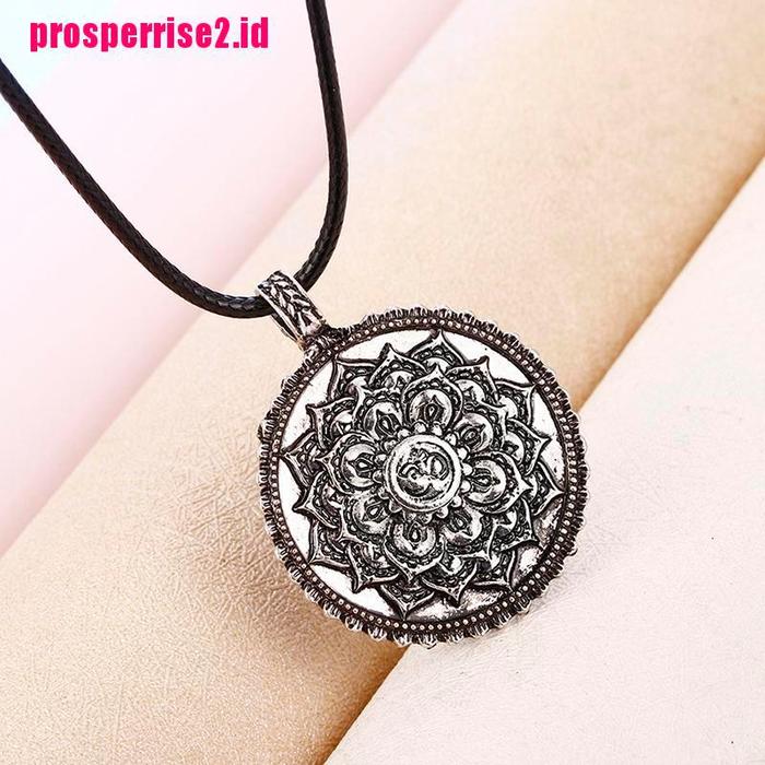 Prosperrise2.id Kalung Rantai Dengan Liontin Jimat Lotus Mandala Tibet