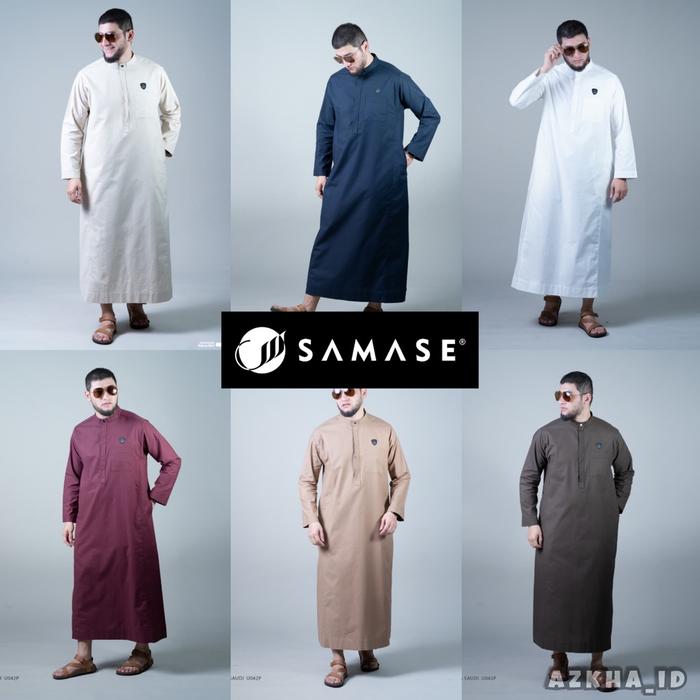 PL746 Gamis Jubah Saudi SAMASE Pria Premium U042 Haramain Style Polos