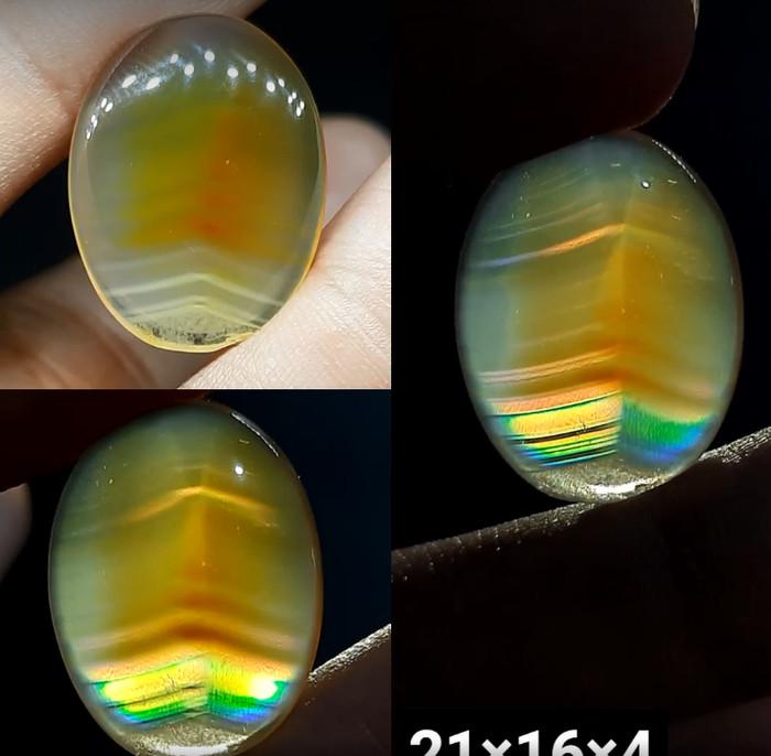 Natural Batu Akik Motif Junjung Derajat Gambar Pelangi Antik 8