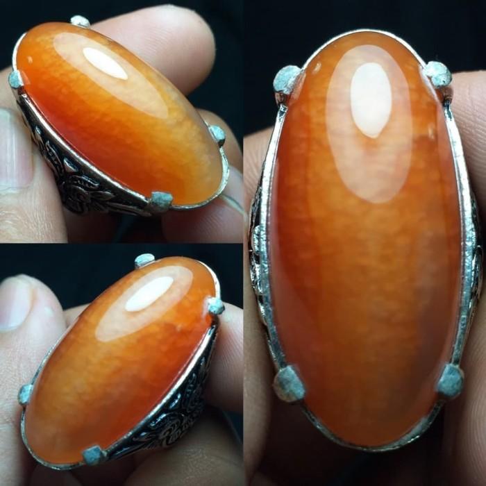 Natural Cincin Akik Batu Pandan Nanas Merah Motif Gambar Sisik Betik 1