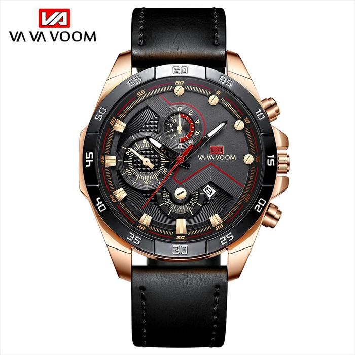 Jam Tangan Pria VAVA VOOM 2162 VAVAVOOM Tahan Air Kulit Leather