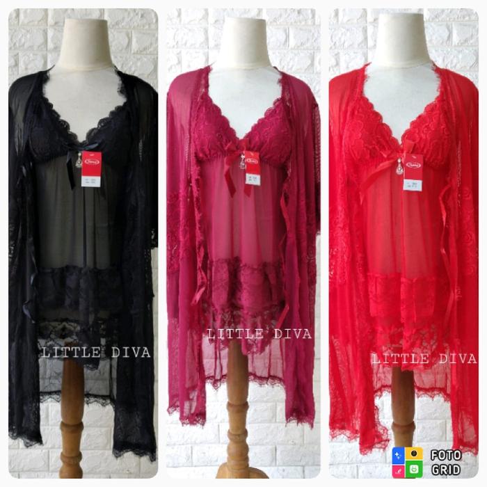 KIMONO SOREX 3043 Set Lingerie Sexy Transparan Baju tidur wanita