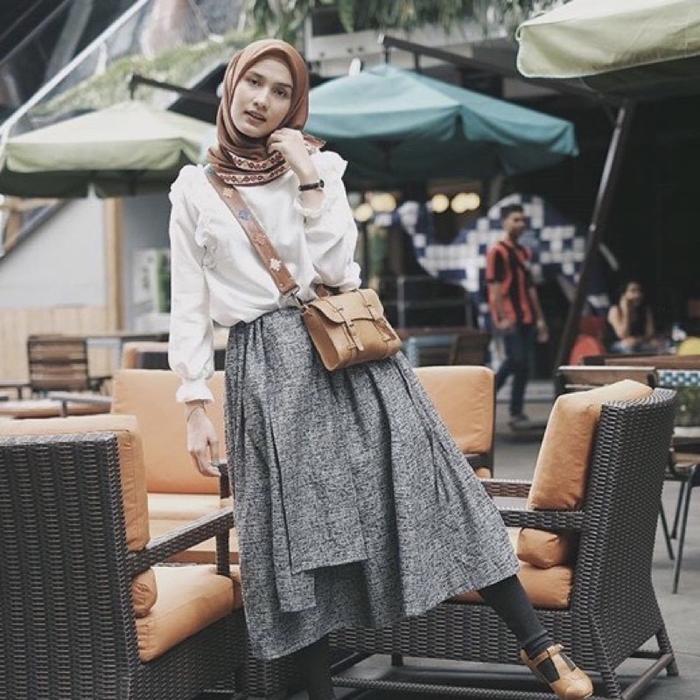[PRELOVED] Rashawl Cordon Midi Skirt Dark Misty Best Selle Dwihanda