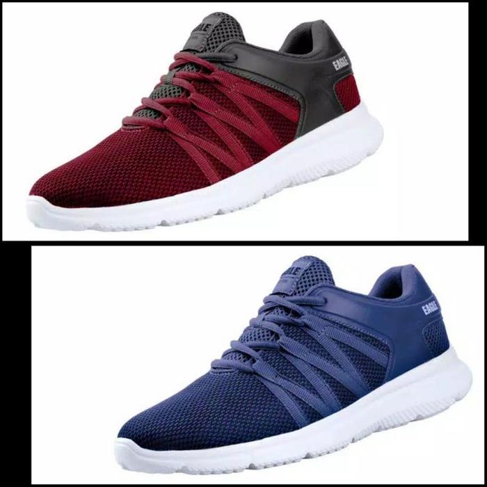 Terpopuler Sepatu Pria Eagle Trans Original Sneakers Biru Navy Maroon