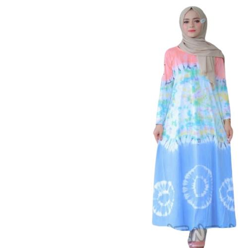 Daster Tie Dye Resleting Depan Lengan Panjang Kain Kaos