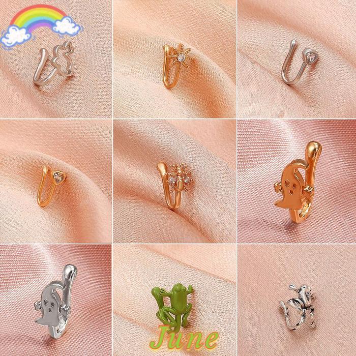 diskon lagi June Anting Jepit idung Tanpa Tindik Desain ati Bintang Ma