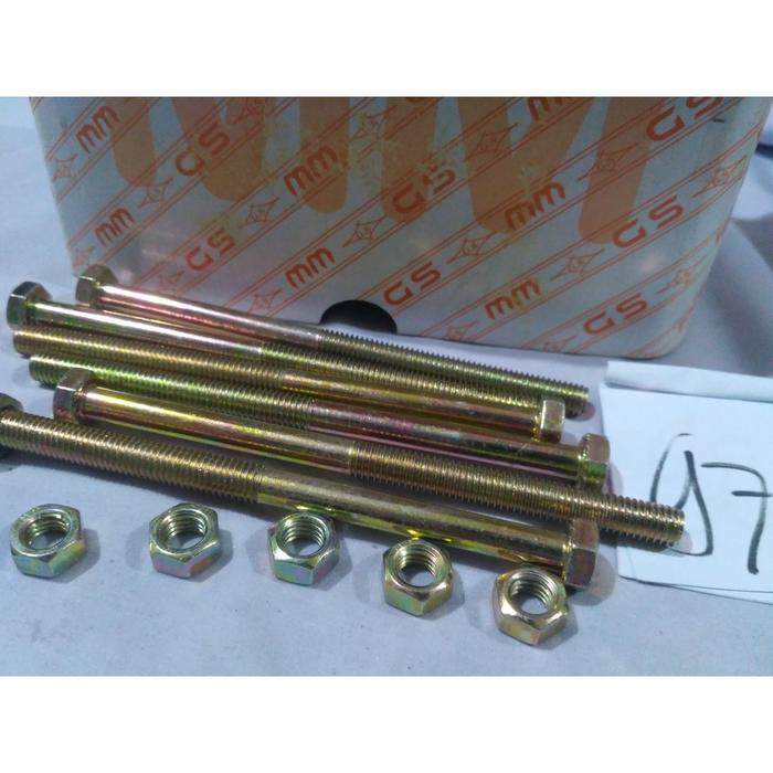 Baut Mur kuningan diameter 8 mm panjang 11 cm kunci 12 UKURAN 8 m x