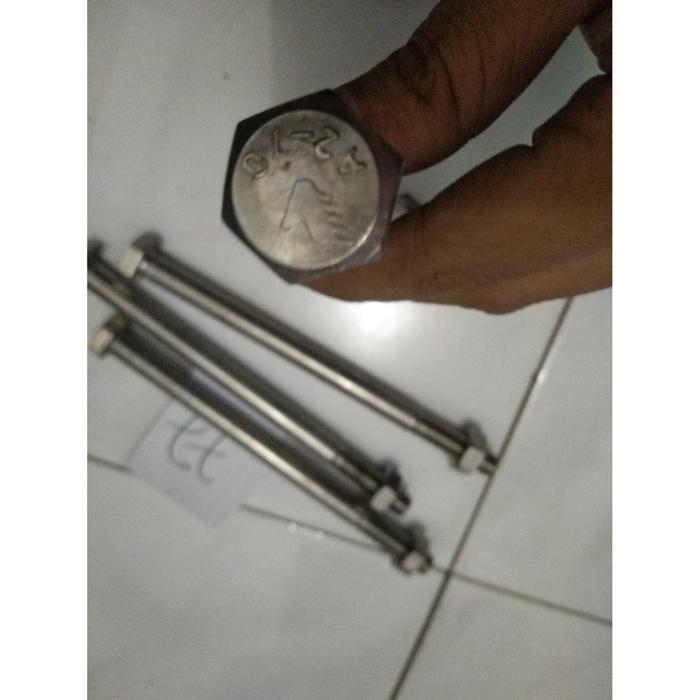 mur baut sus 304 m 12 x 100 mm kunci 19 stainless hexagonal bolt nut