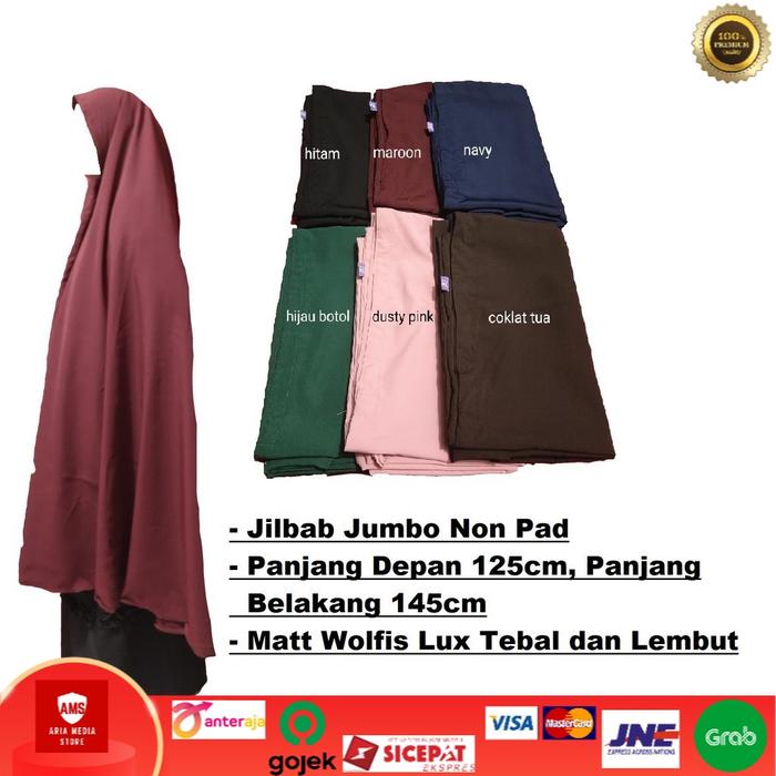 Hijab Syari Haura Khimar Non Pet Jilbab Jumbo Panjang 125/145 Original