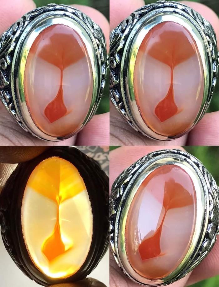 Cincin Akik Batu Natural Kristal Motif Gambar Bandul Jam Kuno Antik