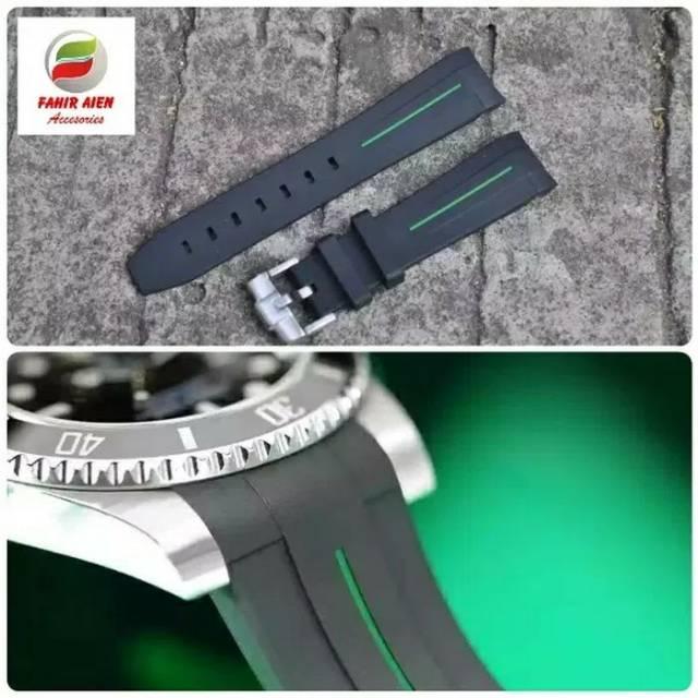 Tali jam ROLEX SUBMARINER RUBBER B LINE GREEN STRAP TALI JAM ROLEX